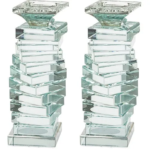 Pair Of Crystal Elegant Candlesticks 19.5 Cm