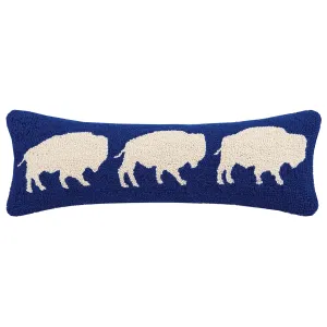 Peking Handicraft Trio Of Buffalo Blue Hook Cushion