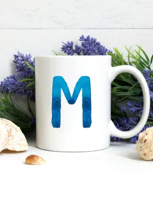 Personalized Blue Initial Letter Coffee Mug