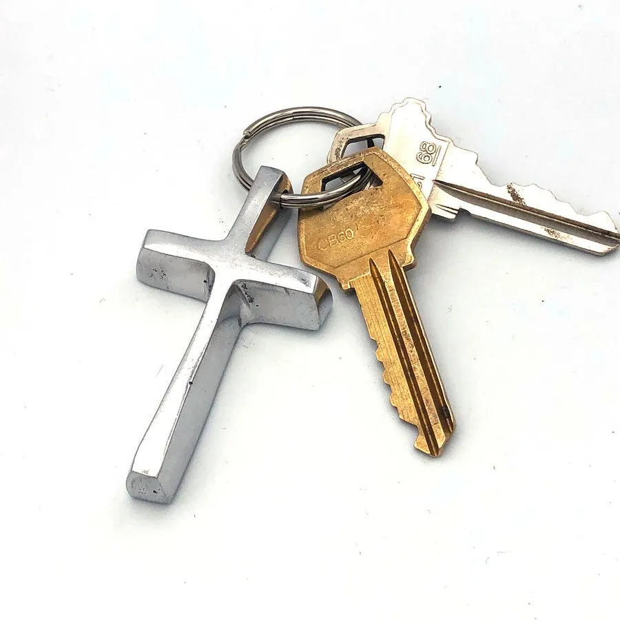 Recycled Aluminum Cross Keychain