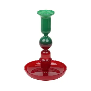 Red & Green Ombre Christmas Glass Candle Holder