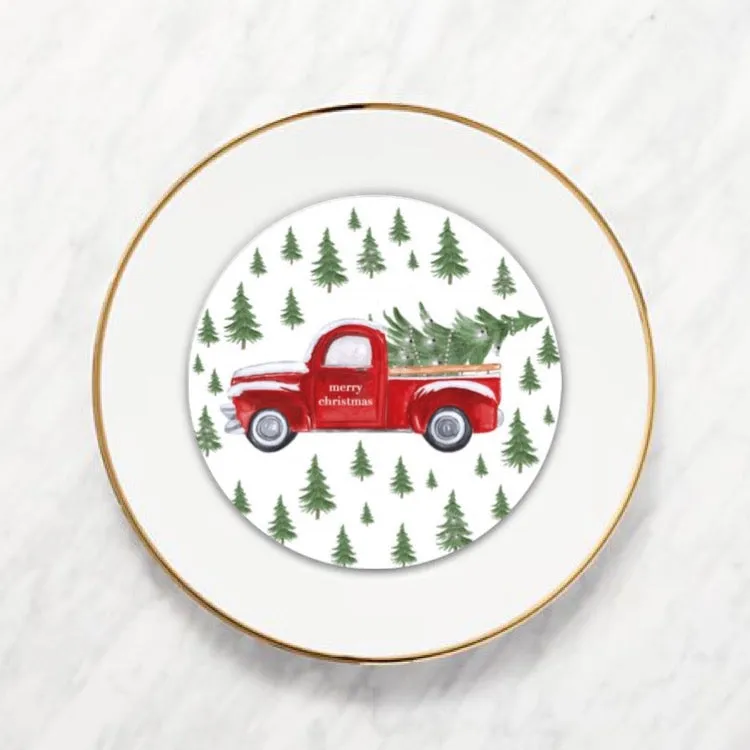 Red Christmas Truck Plate Accent