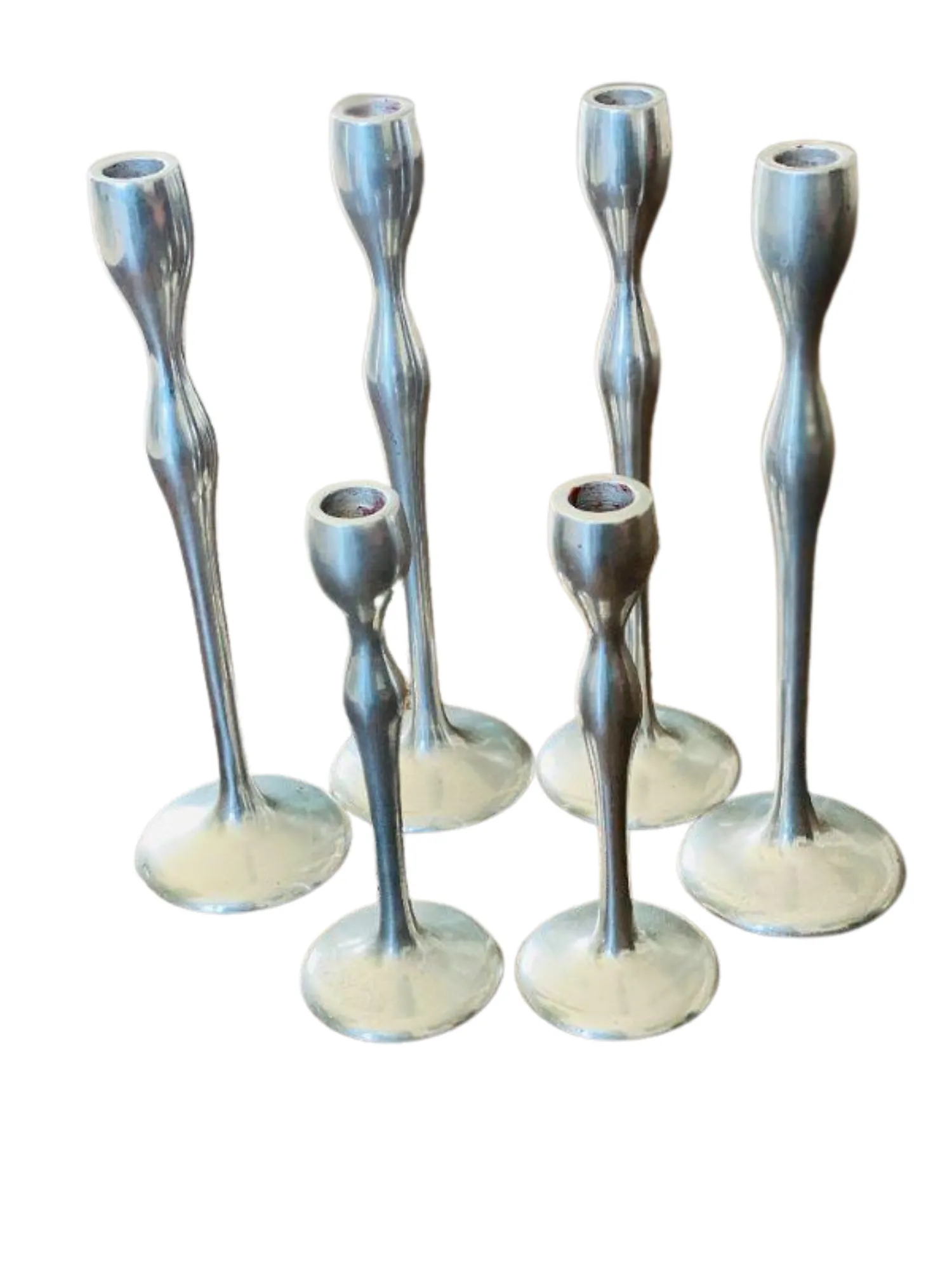 Set of 6 pewter candle holders