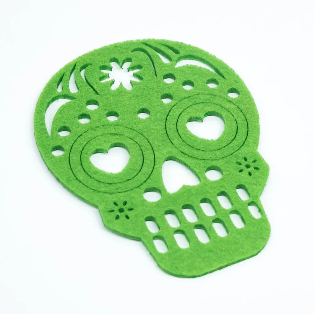 Skull Drinks Coasters Set of 7 Felt Mexican Stocking Fillers