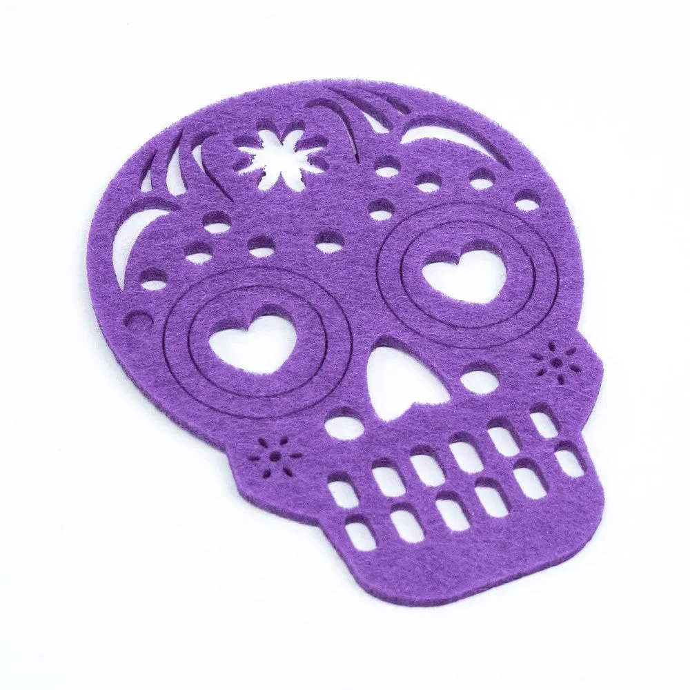 Skull Drinks Coasters Set of 7 Felt Mexican Stocking Fillers