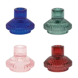 Small Ribbed Glass Candle Holders Starter Set