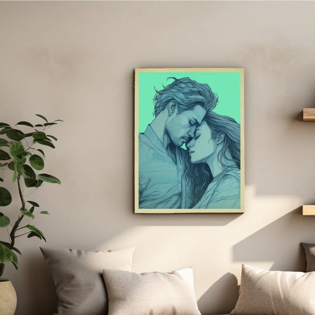 Sowpeace's Handcrafted Minimalist Romance Line Drawing Wall Art – Premium Indian-Inspired Canvas Print for Modern Home Aesthetics