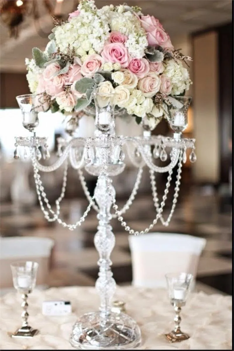 Stunning Candelabra  Candlestick Crystal Candle Holder Wedding Centerpiece - 35" Tall