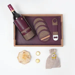 The Luxe Bar Ensemble Gift Box | Crafted from Apple Leather and Cork  | Perfect for This Diwali