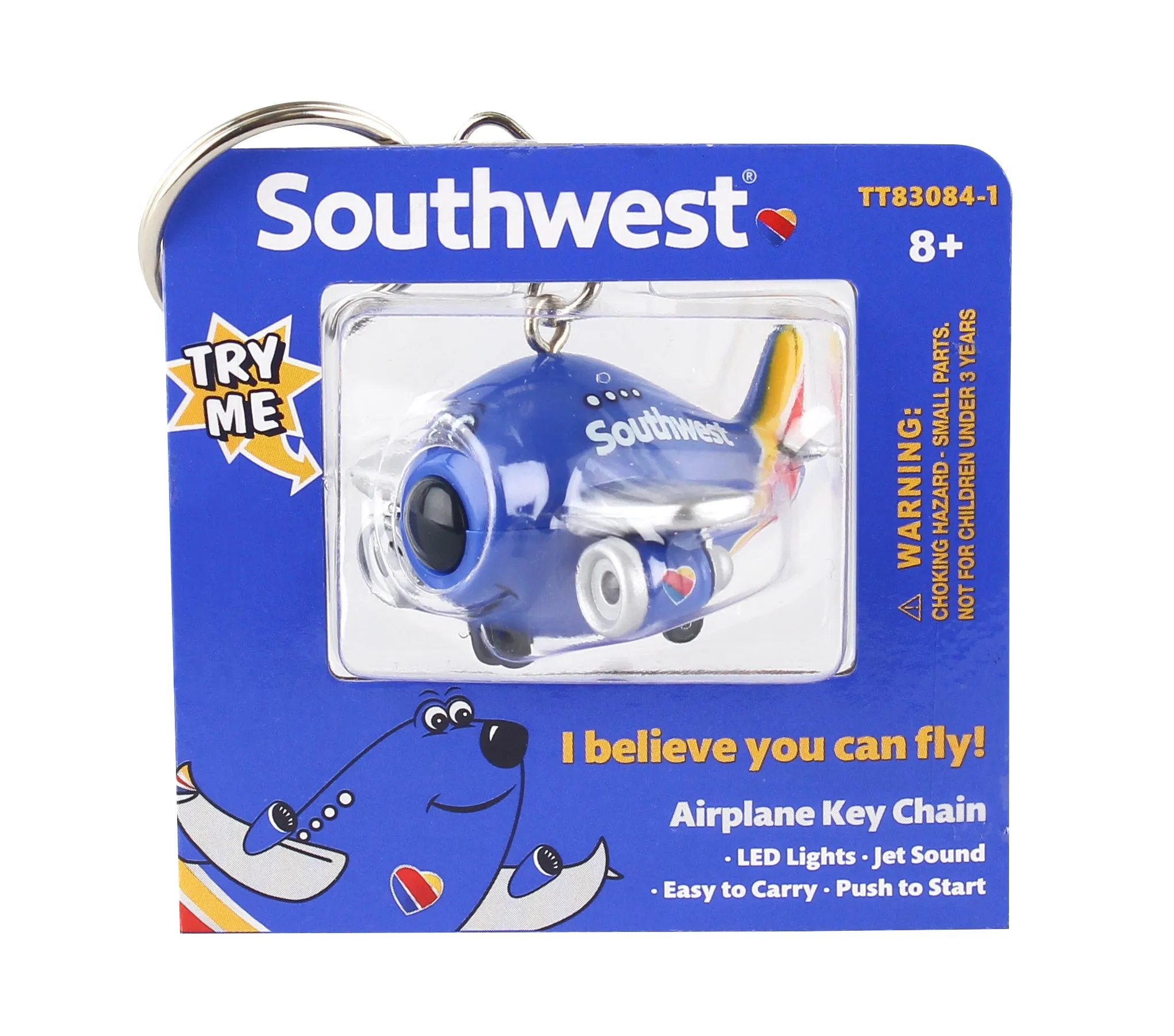 TT83084-1 SOUTHWEST AIRPLANE KEYCHAIN W/LIGHT & SOUND NEW LIVERY