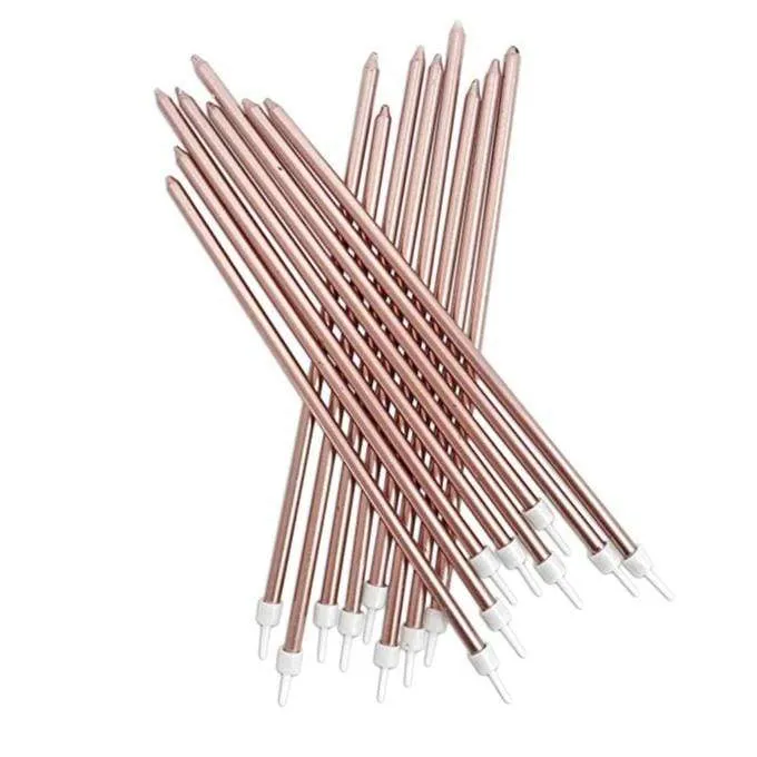 Ultra Long Cake Candles - Rose Gold (16 Pack)