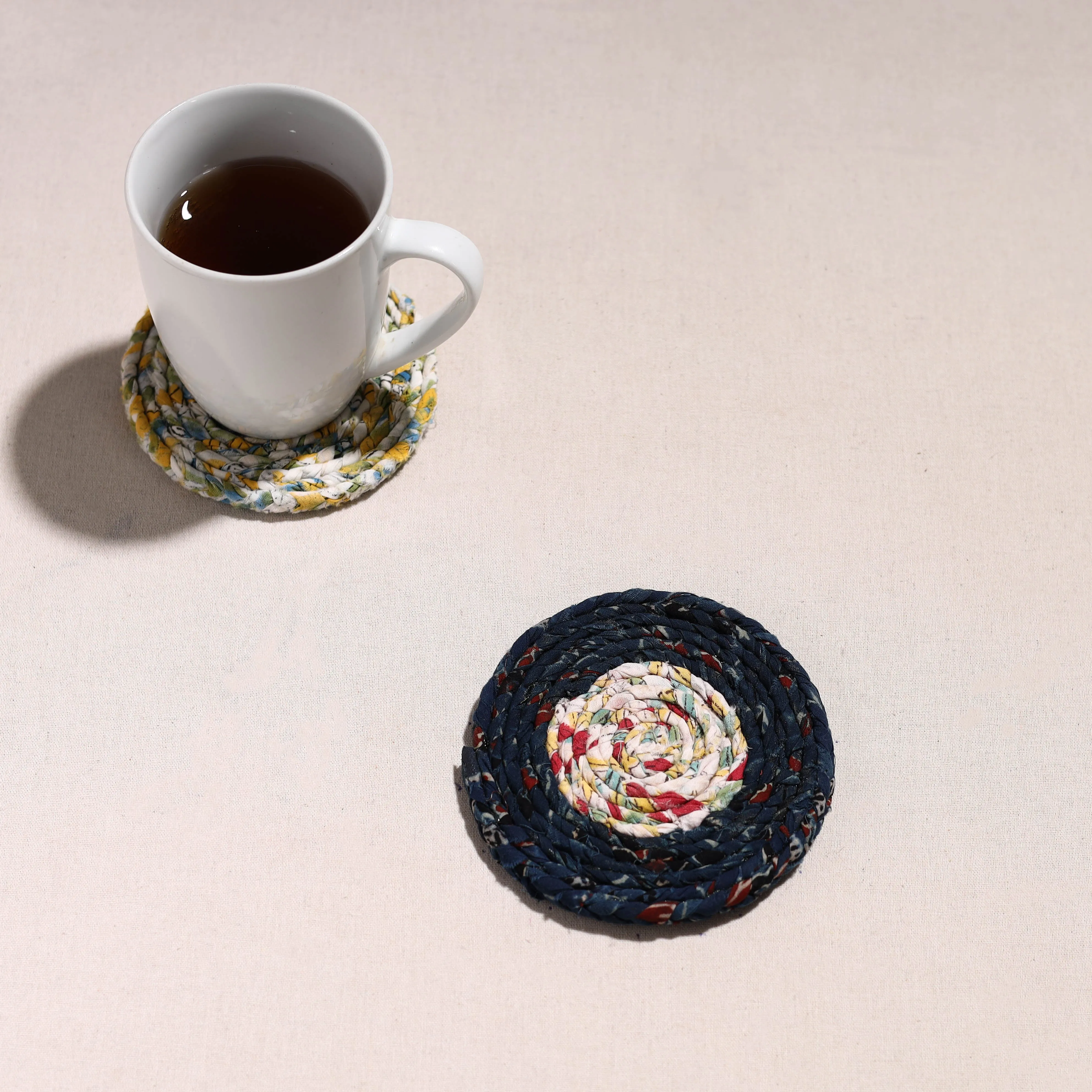 Upcycled Fabric Hand Braided Coaster 05