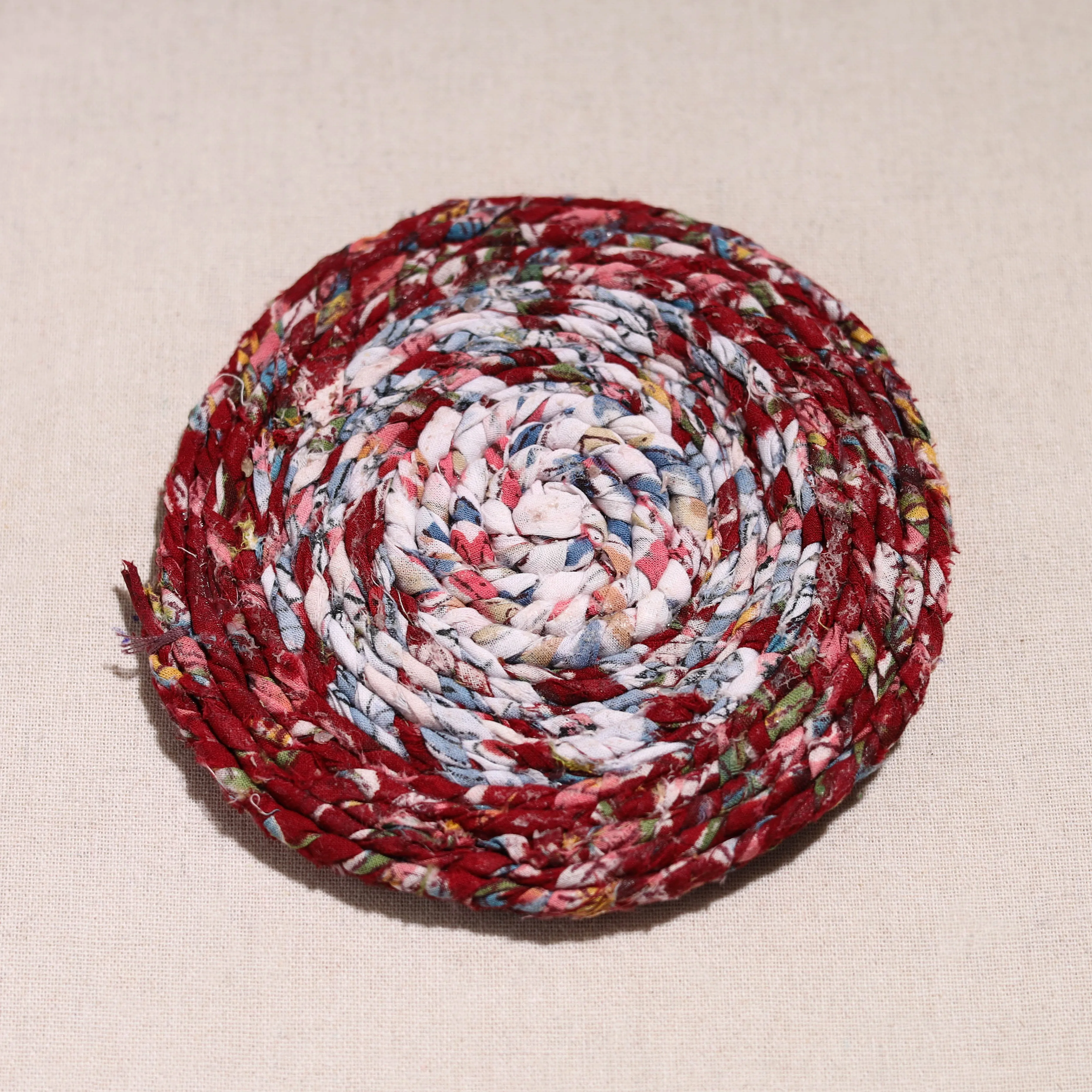 Upcycled Fabric Hand Braided Coaster 10