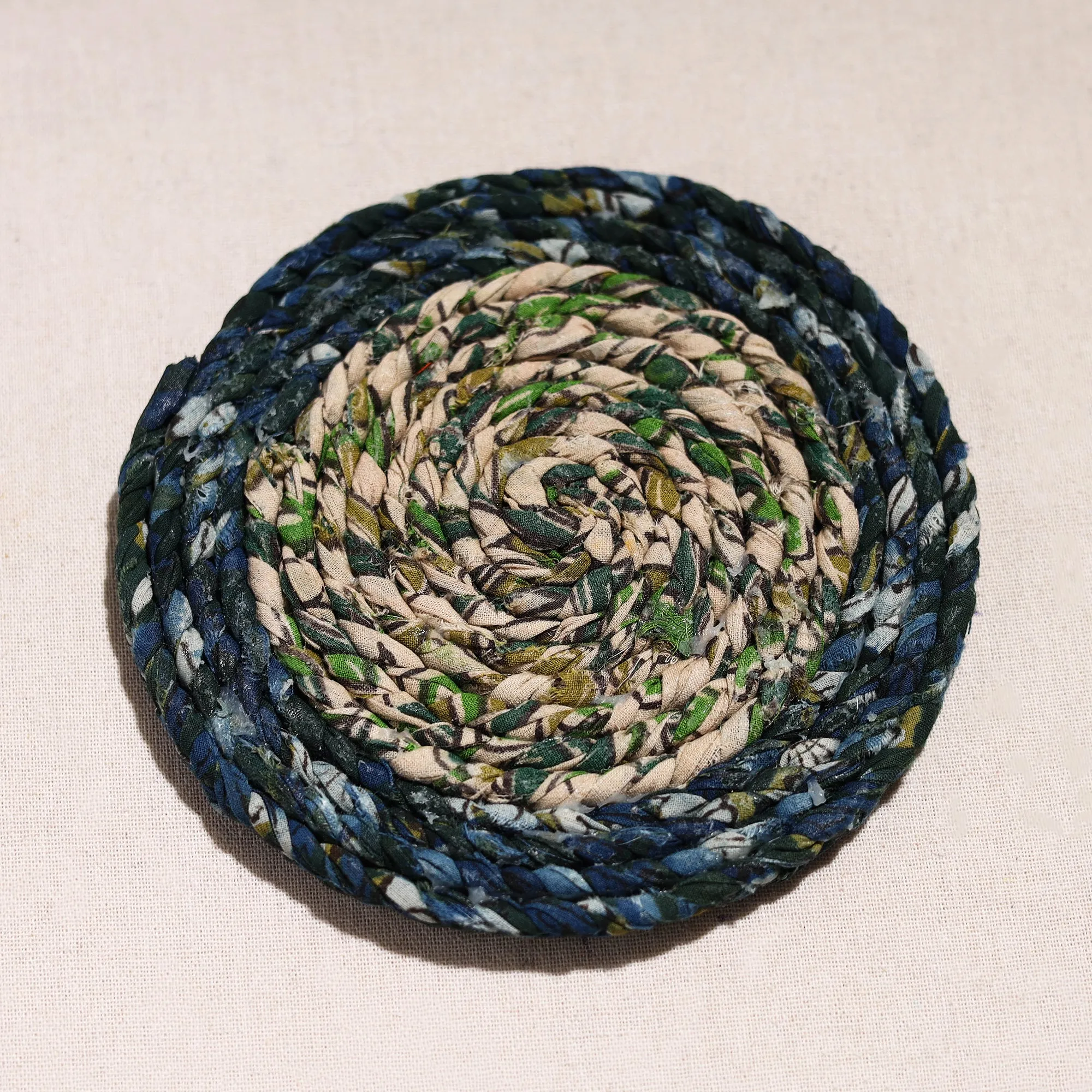 Upcycled Fabric Hand Braided Coaster 24