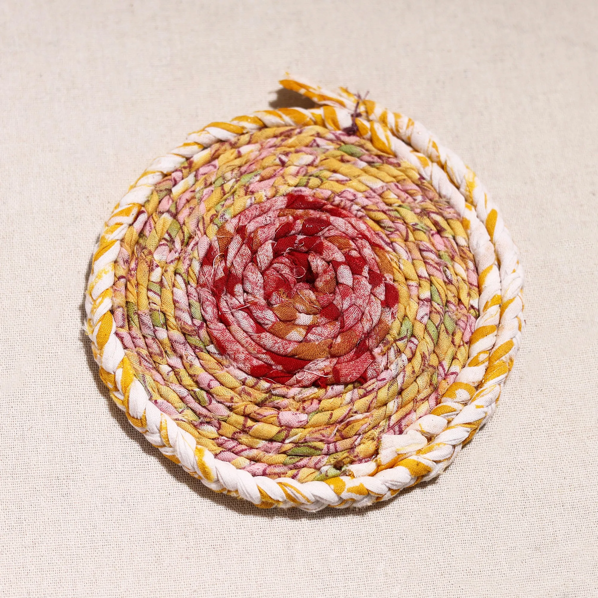 Upcycled Fabric Hand Braided Coaster 43