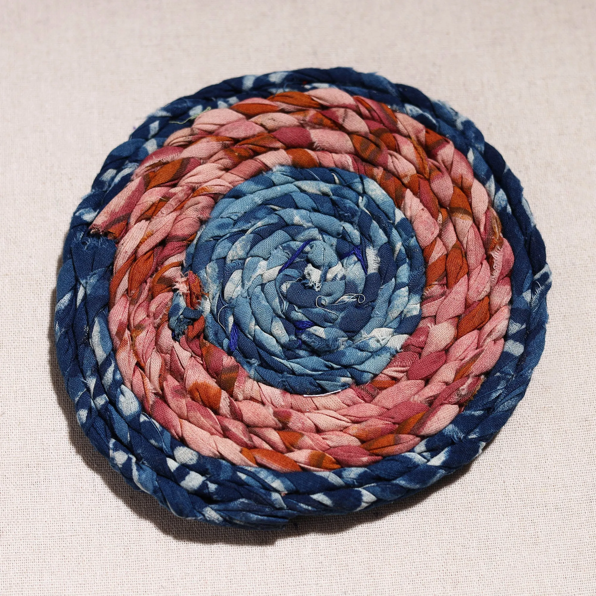 Upcycled Fabric Hand Braided Coaster 69