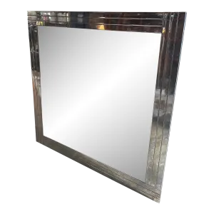 Vintage Square Chrome Mirror 1980s