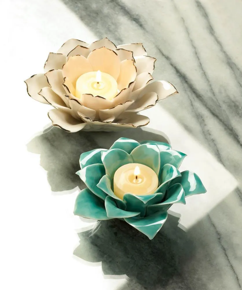 White Lotus Tealight Candle Holder