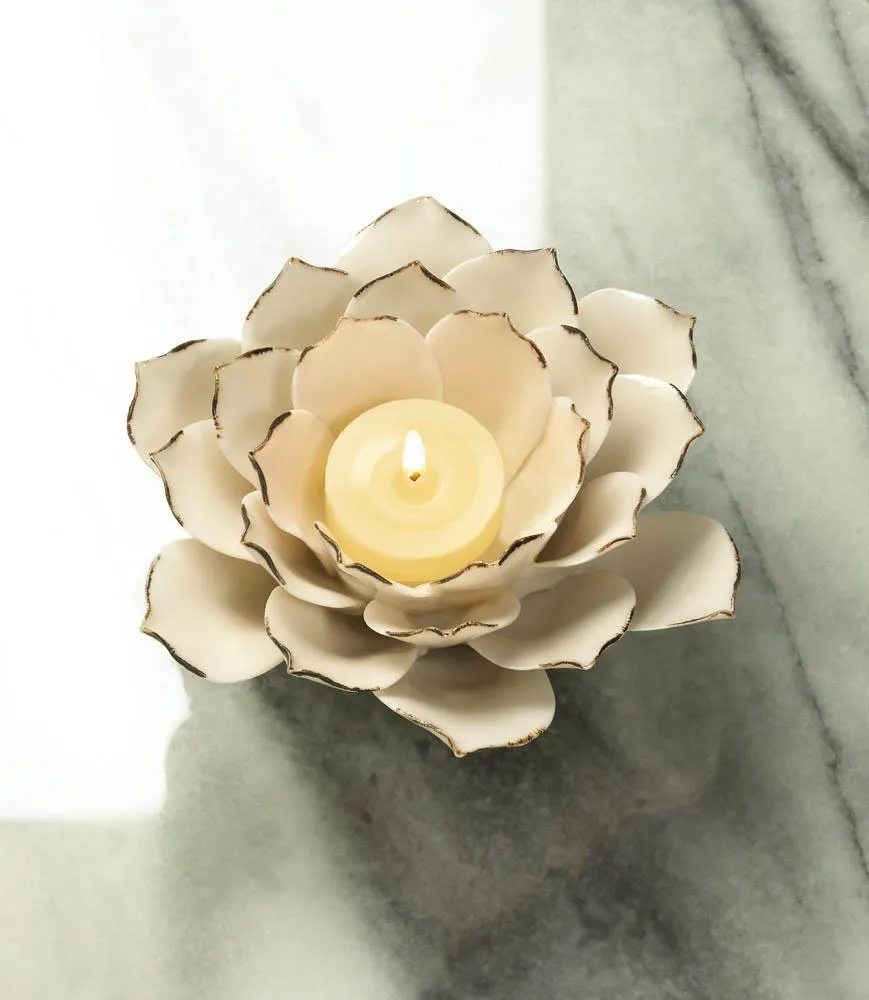 White Lotus Tealight Candle Holder