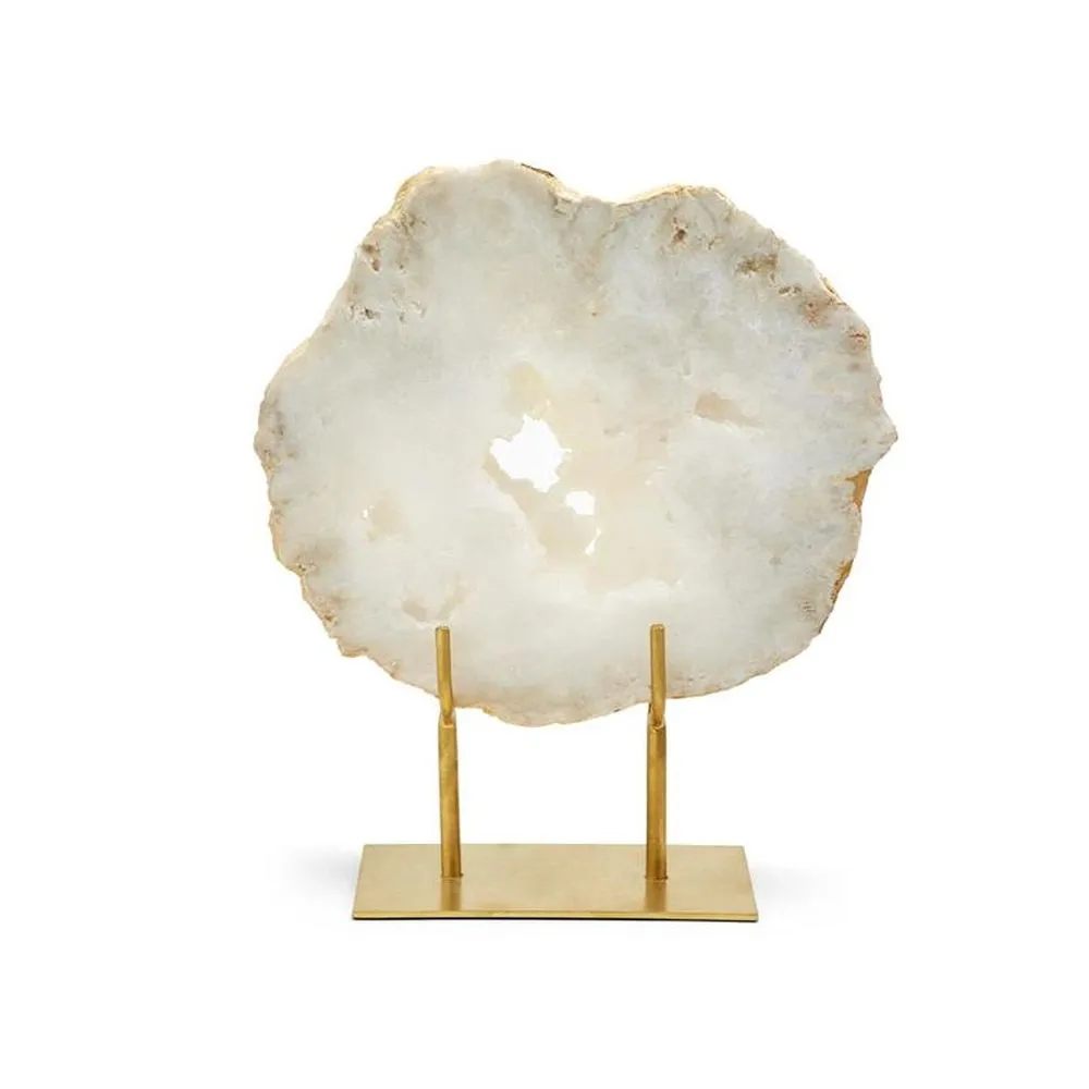 WHITE QUARTZ GEODE SLAB WITH STAND