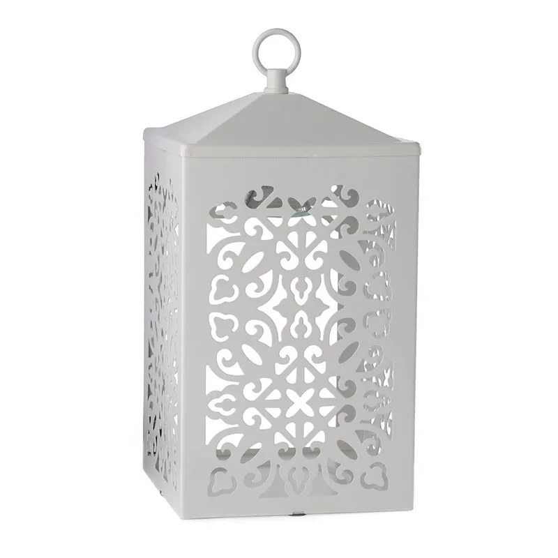 White Scroll Lantern Candle Warmer