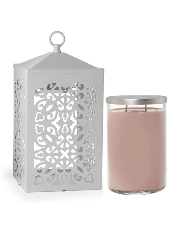 White Scroll Lantern Candle Warmer