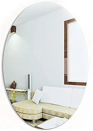 wolkwogg Oval Shape Adhesive Mirror Sticker for Wall on Tiles Bathroom Bedroom Living Room Basin Mirror Bathroom Wall Mirror Stickers Unbreakable Plastic Wall Mirror (20 * 30)